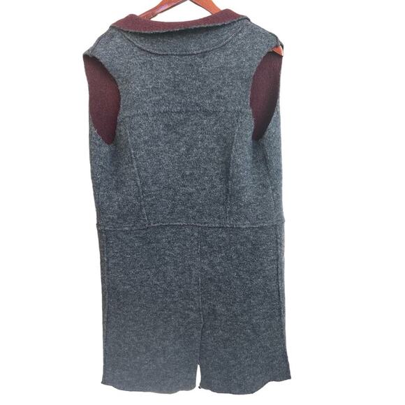 MOTH Anthropologie Wool Blend Morris Open Front Vest Duster Size XS/S wine/grey - Picture 2 of 8